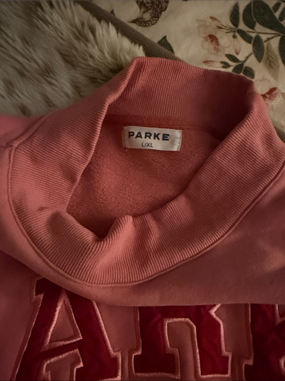 PARKE Pink and Red mock neck Sweatshirt L/XL - Picture 2 of 4